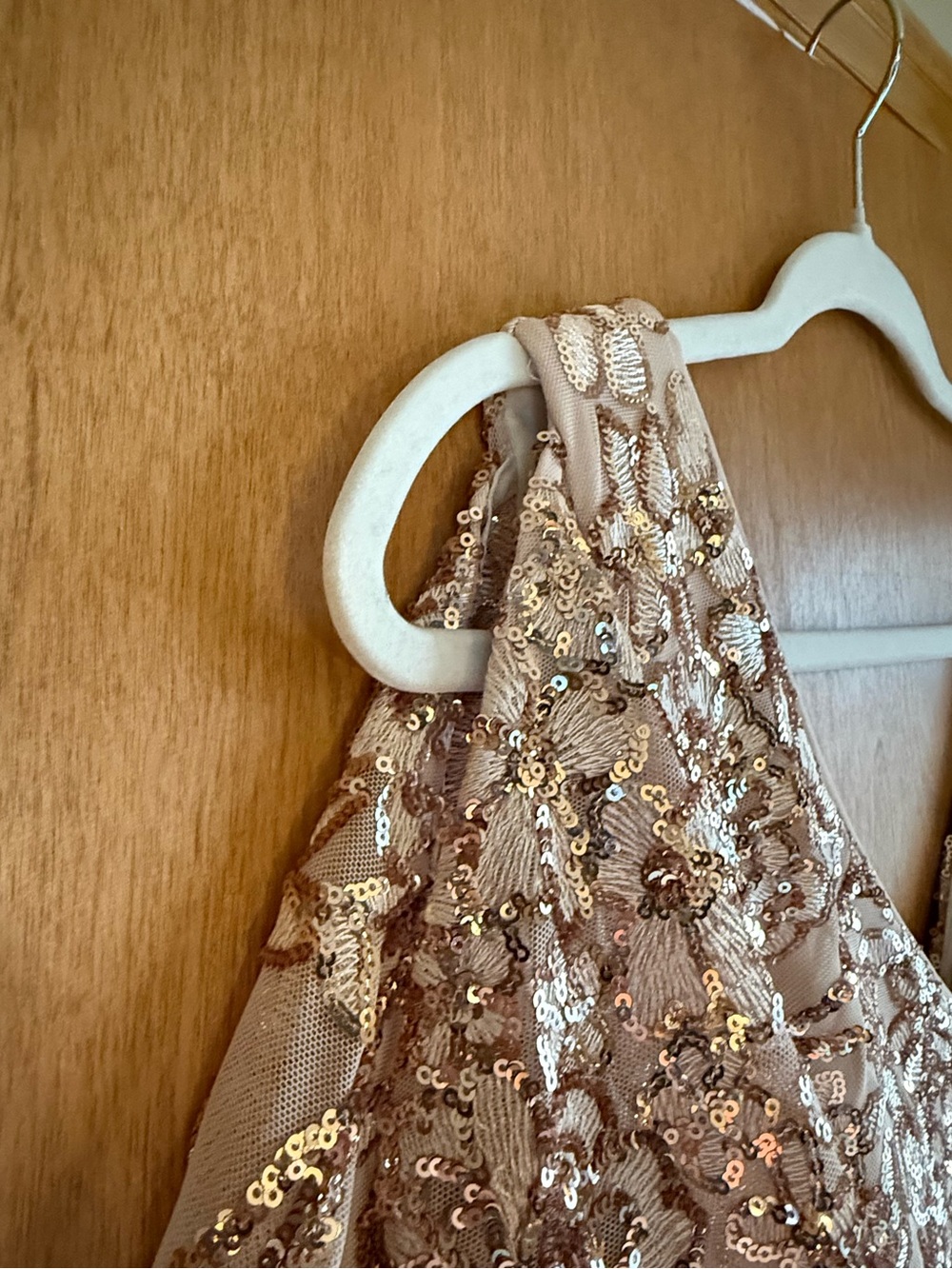 Alex Evenings Gold Sequin Maxi Gown with Flutter Sleeves - Picture 4 of 12